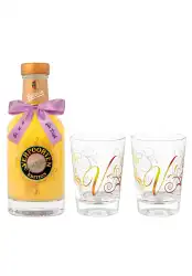 Artikelbild des Artikels “Bundle mit 0,2 L VERPOORTEN AMARETTO APRICOT Eierlikör 17 %vol und 2 VERPOORTEN Designgläser “