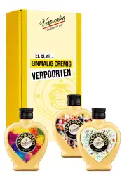 Artikelbild des Artikels “Geschenkset mit unseren 0,2 L Herzflaschen VERPOORTEN ORIGINAL Eierlikör 20 %vol in den Motiven LOVE, RAINBOW und WILDFLOWERS “