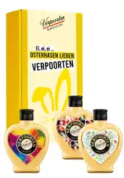 Artikelbild des Artikels “Geschenkset mit unseren 0,2 L Herzflaschen VERPOORTEN ORIGINAL Eierlikör 20 %vol in den Motiven LOVE, RAINBOW und WILDFLOWERS “