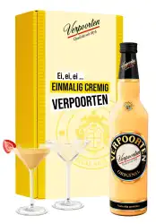 Artikelbild des Artikels “Geschenkset mit 0,7 L VERPOORTEN ORIGINAL Eierlikör 20 %vol und 2 Cocktailschalen “