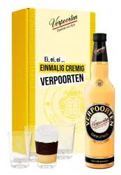 Artikelbild des Artikels “Geschenkset mit  0,7 L VERPOORTEN ORIGINAL Eierlikör 20 %vol und 4 ''Wappen''-Gläser “