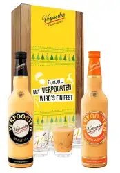 Artikelbild des Artikels “Geschenkset mit 0,7 L VERPOORTEN ORIGINAL 20 %vol & 0,7 L PFIRSICH-MARACUJA 17 %vol + 4 VERPOORTEN Designgläsern “