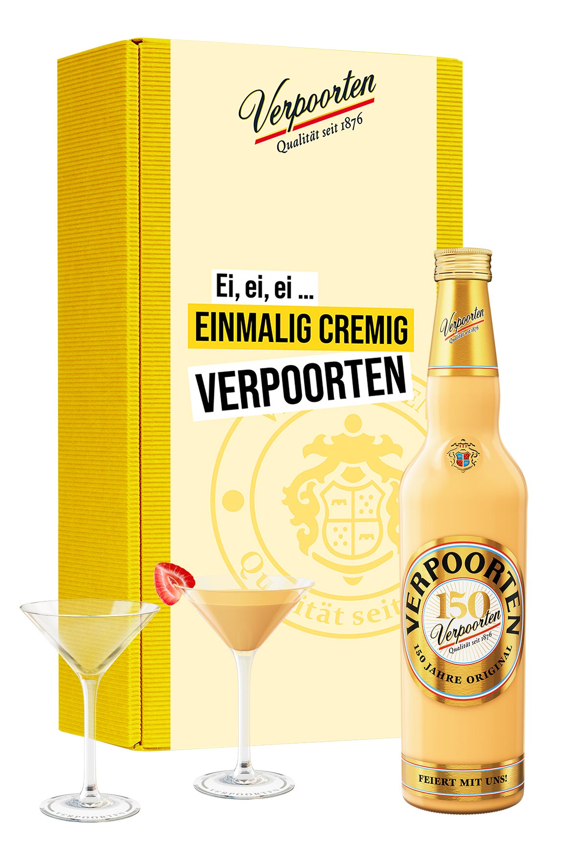  Artikelbild 1 des Artikels “Geschenkset mit 0,7 L VERPOORTEN ORIGINAL Eierlikör 20 %vol und 2 Cocktailschalen “