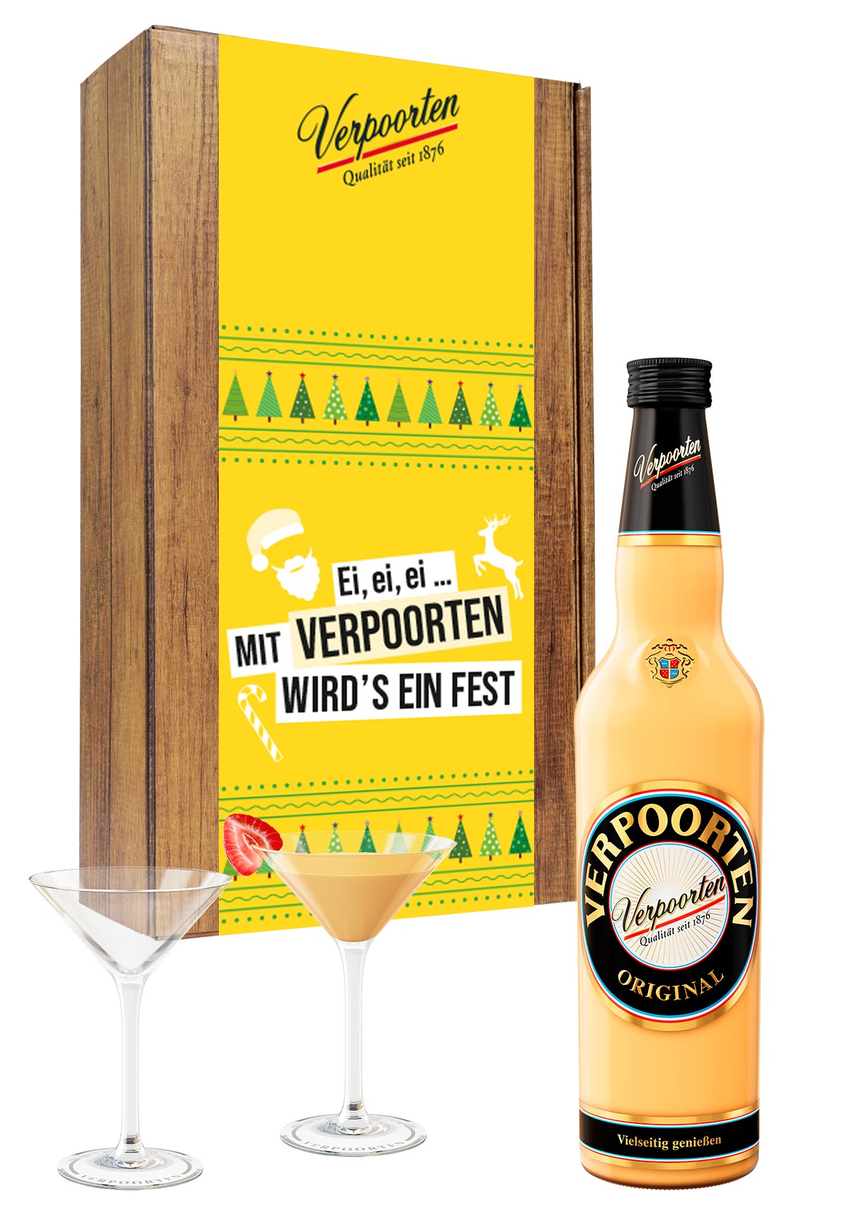  Artikelbild 1 des Artikels “Geschenkset mit 0,7 L VERPOORTEN ORIGINAL Eierlikör 20 %vol und 2 Cocktailschalen “