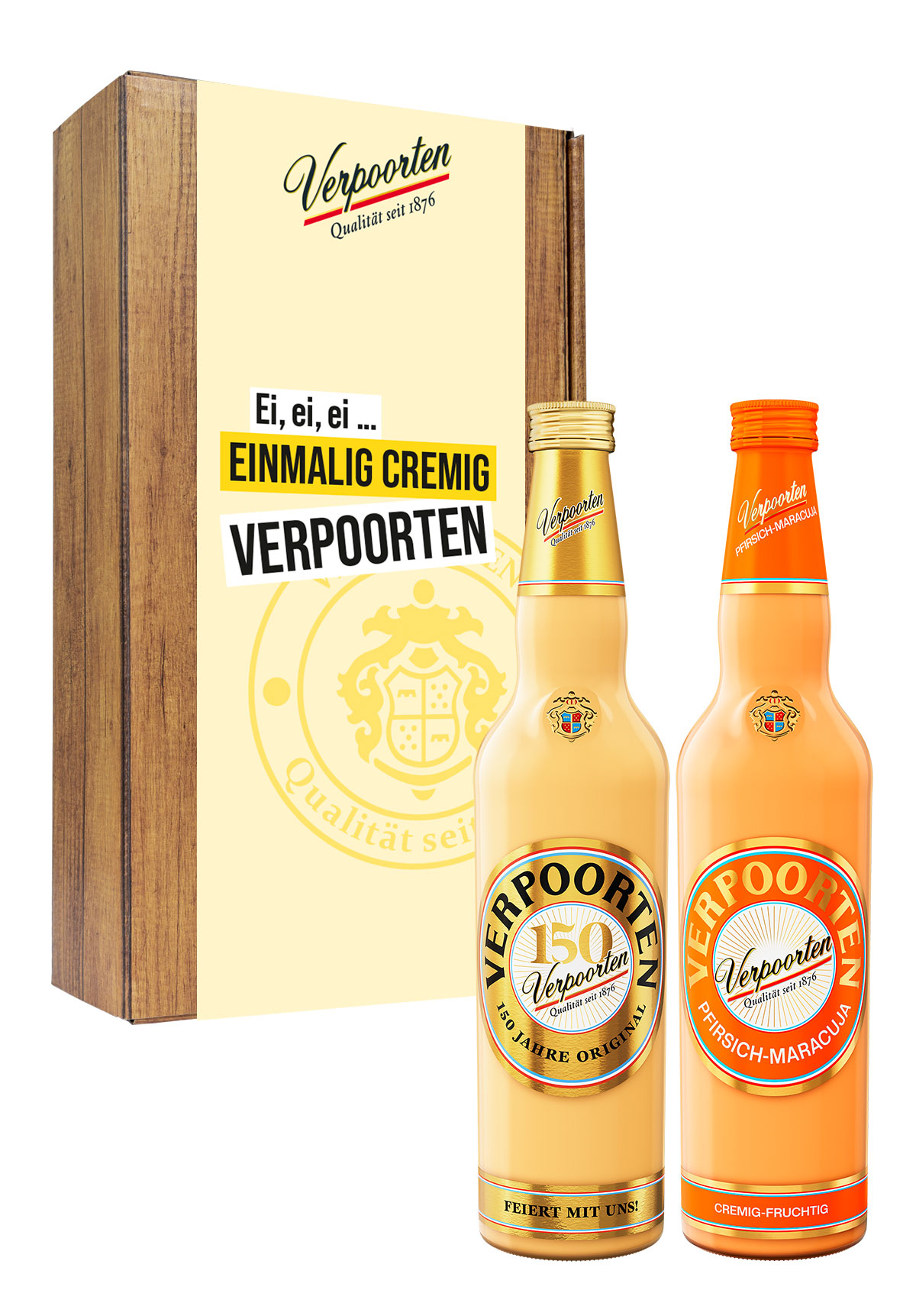  Artikelbild 1 des Artikels “Geschenkset mit 0,7 L VERPOORTEN ORIGINAL Eierlikör 20 %vol & 0,7 L VERPOORTEN PFIRSICH-MARACUJA Eierlikör 17 %vol “