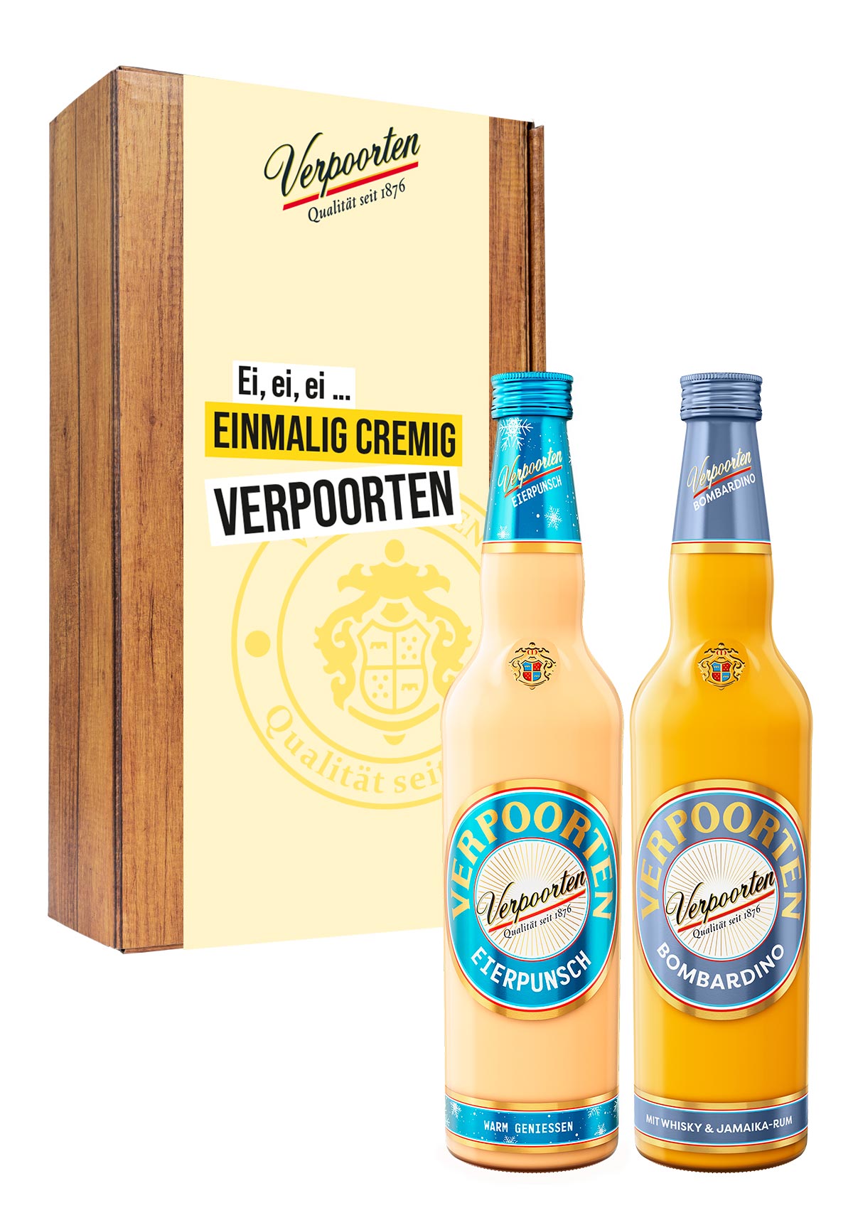  Artikelbild 1 des Artikels “Geschenkset mit 0,7 L VERPOORTEN EIERPUNSCH 11 %vol & 0,7 L VERPOORTEN BOMBARDINO 17 %vol “