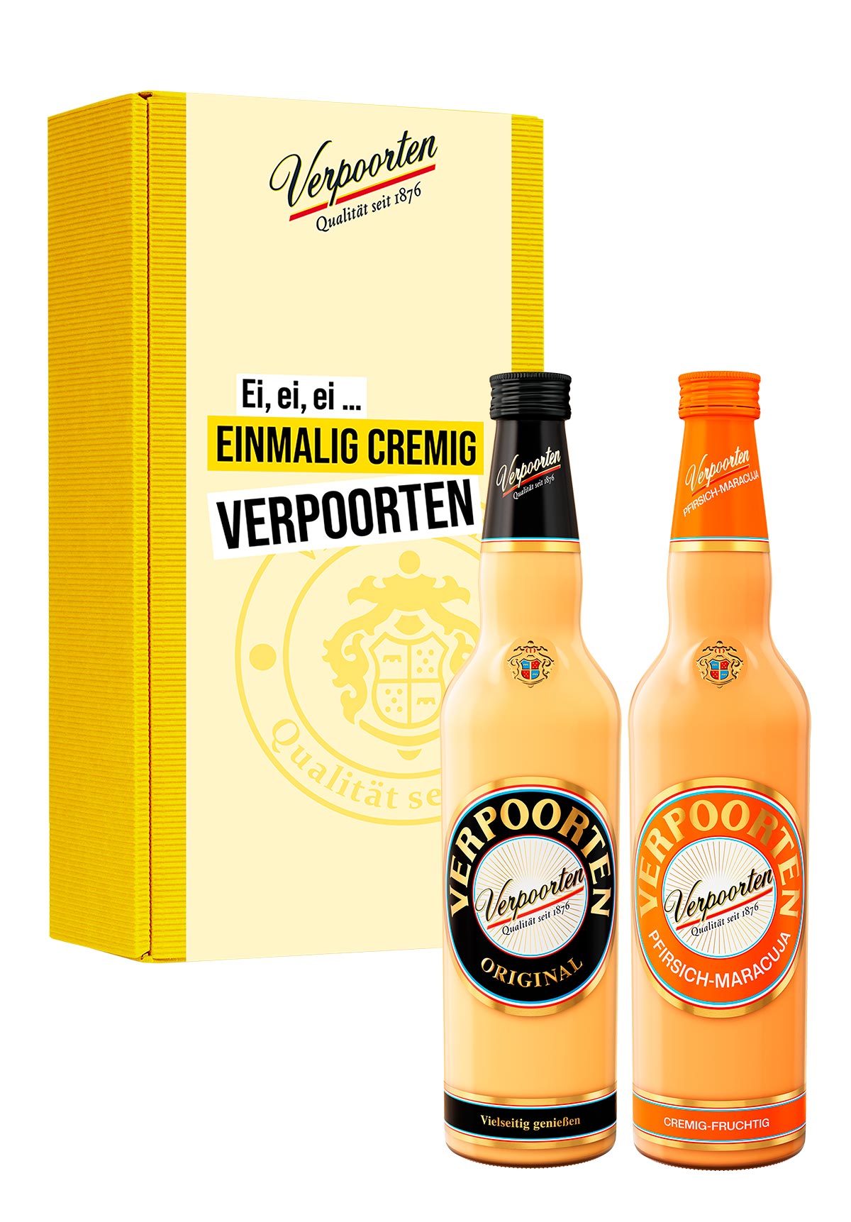  Artikelbild 1 des Artikels “Geschenkset mit 0,7 L VERPOORTEN ORIGINAL Eierlikör 20 %vol & 0,7 L VERPOORTEN PFIRSICH-MARACUJA Eierlikör 17 %vol “