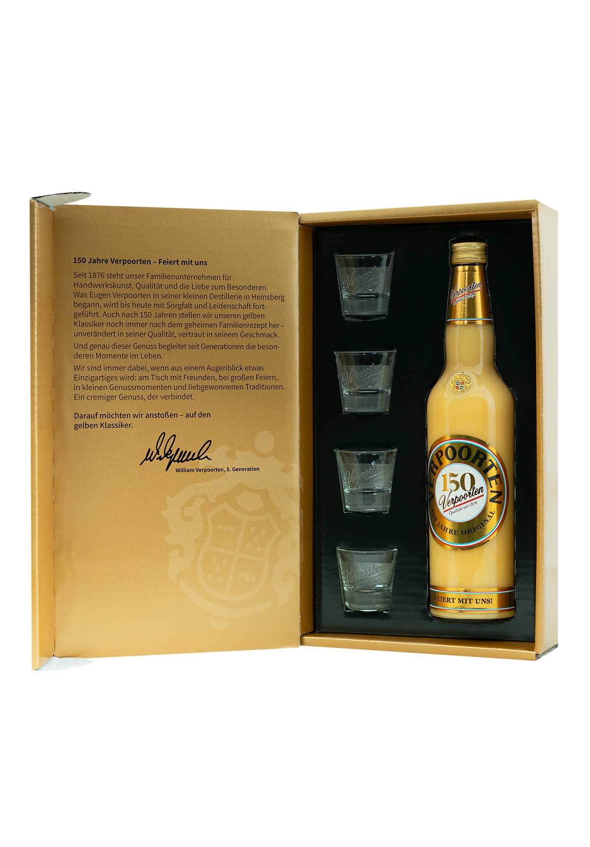  Artikelbild 2 des Artikels “Verpoorten Jubiläums-Geschenkset mit  0,7 L VERPOORTEN ORIGINAL Eierlikör 20 %vol und 4 Shotgläsern “